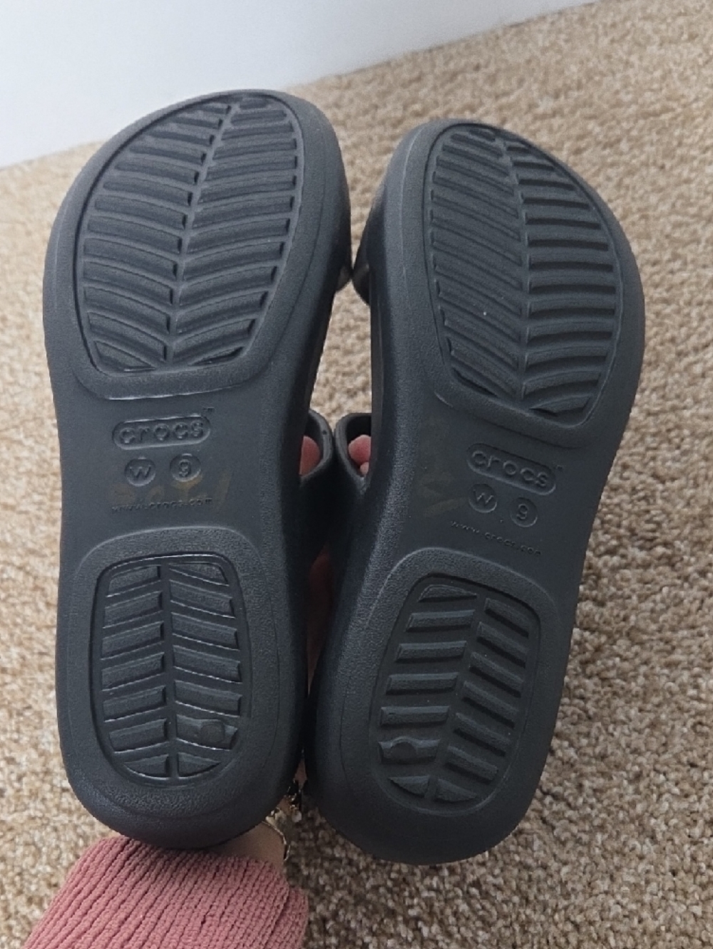 CROCS Black Slide Sandals with Silver Accent - Women - Picture 2 of 4